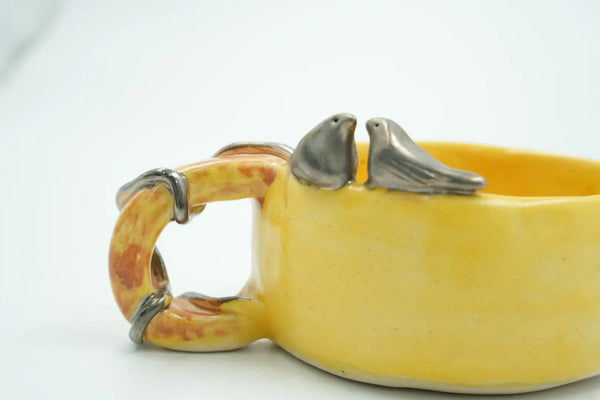 Love Birds Hand Crafted Ceramic Large Cup KHAZAF TAQUEEN